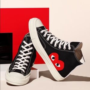Comme Des Garcons PLAY Converse Large Emblem High Top Sneakers Black